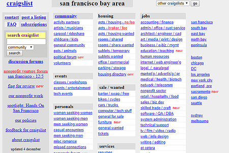 Craigslist website in 2000