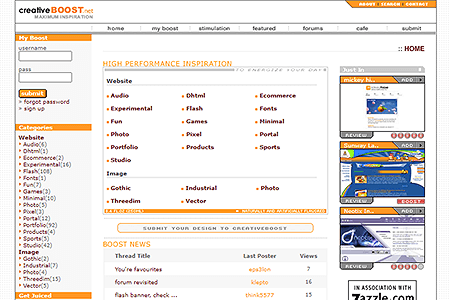 creativeBOOST website in 2002