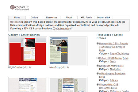 CSS Vault website in 2004