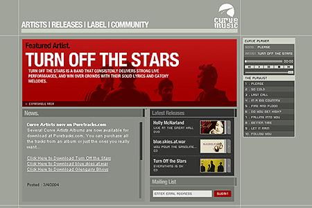 Curve Music website in 2004
