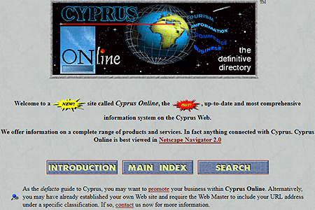 Cyprus Online website in 1997