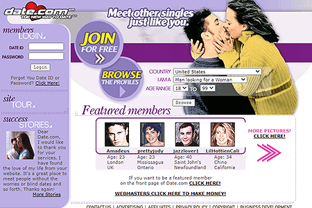 Date.com website in 2001