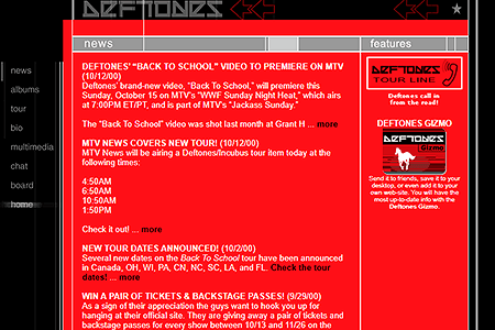 Deftones website in 2000