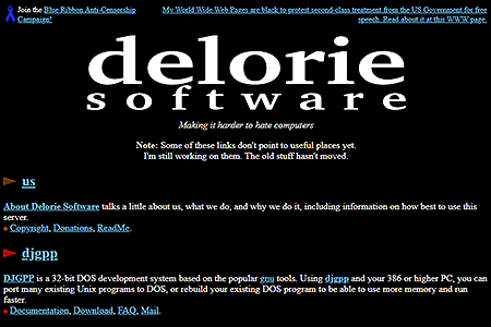 Delorie Software website in 1995