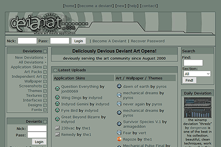 DeviantArt website in 2000