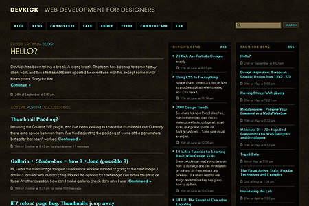 DevKick website in 2008