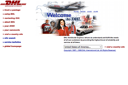 DHL website in 1998