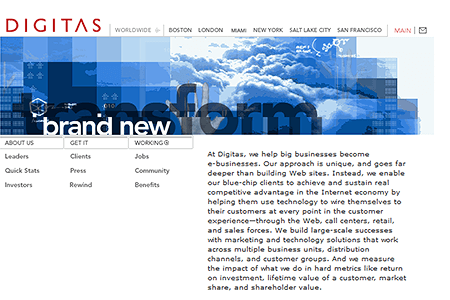 Digitas website in 2001