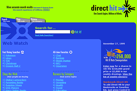 Direct Hit website in 1999