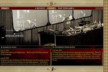 DJ Shadow website in 2003