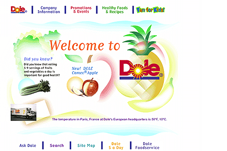 Dole Food Company website in 2000