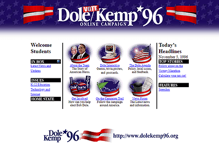 Dole Kemp ’96 website in 1996