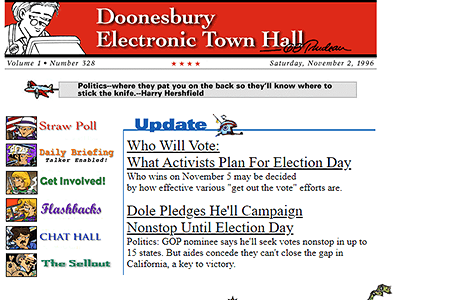 Doonesbury Electronic Town Hall website in 1996