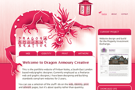 Dragon Armoury Creative website in 2005