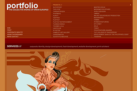 Drew Europeo flash website in 2004