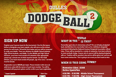 Dulles Dogeball website in 2007