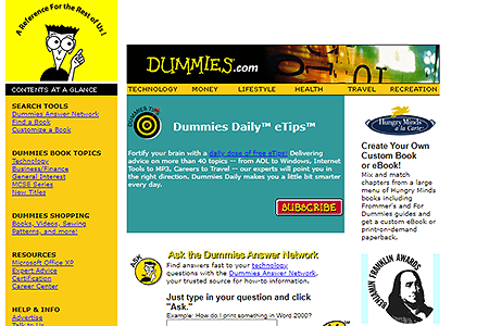 Dummies website in 2001