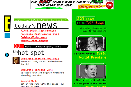E! Online website in 1996