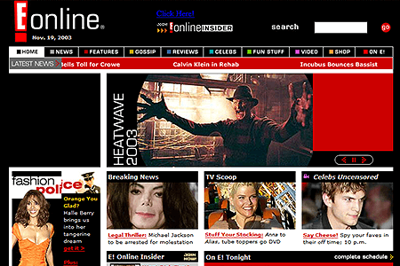 E! Online website in 2003