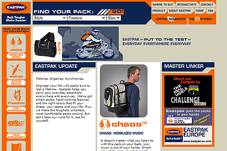 Eastpak website in 2000