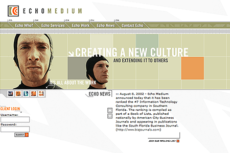 Echo Medium website in 2002