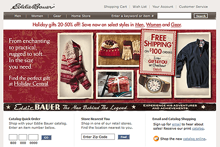 Eddie Bauer website in 2003