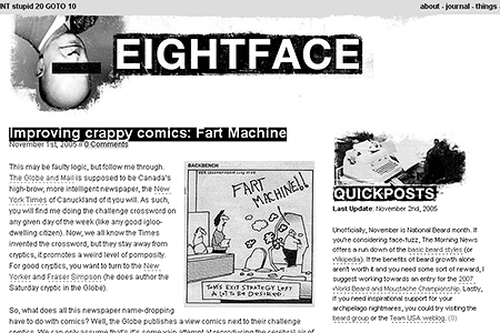 Eightface website in 2005