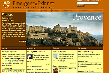 Emergency Exit Network website in 2001