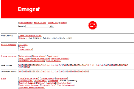 Emigre website in 2002