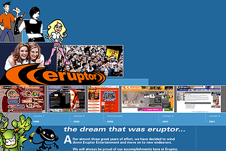 Eruptor Entertainment website in 2001