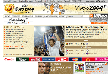 UEFA Euro website in 2004