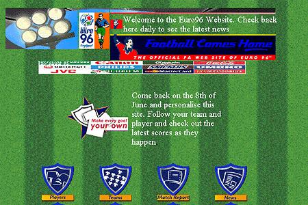 UEFA Euro website in 1996