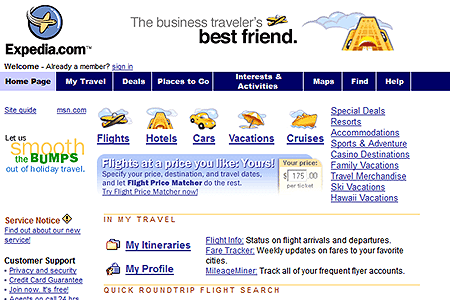 Expedia.com website in 1999