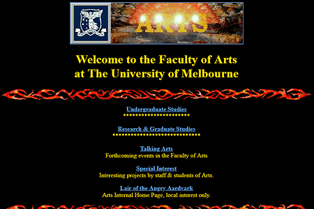 Faculty of Arts – University of Melbourne website in 1995