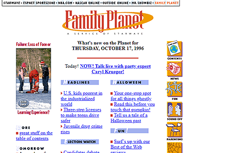 Family Planet website in 1996