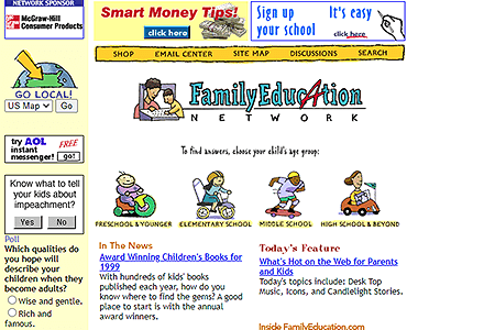 FamilyEducation Network website in 1998