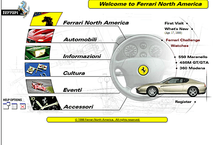 Ferrari website in 1999