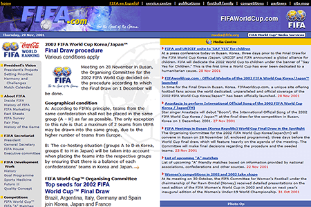 FIFA website in 2001