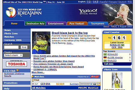 FIFA World Cup website in 2002