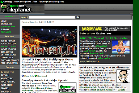 FilePlanet website in 2003