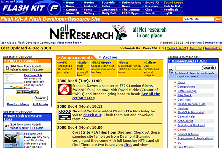 Flash Kit website in 2000
