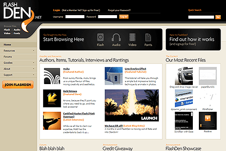 FlashDen website in 2006