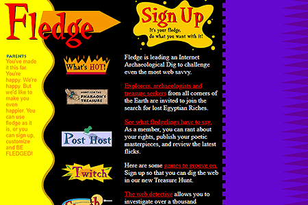 Fledge website in 1997