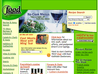 Food Network website in 2001