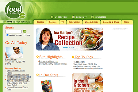 Food Network website in 2003