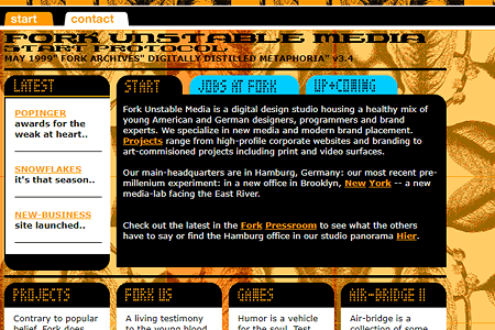 Fork Unstable Media website in 1999