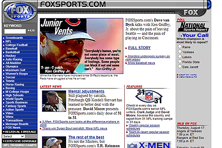 FOX Sports website in 2000