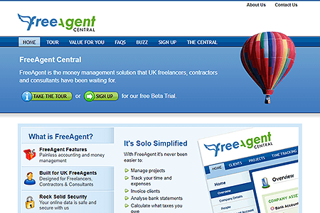 FreeAgent Central website in 2008