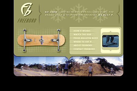 Freebord website in 2000