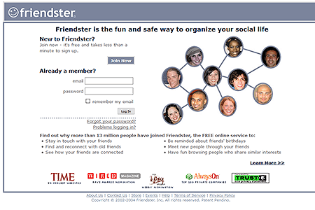 Friendster website in 2004